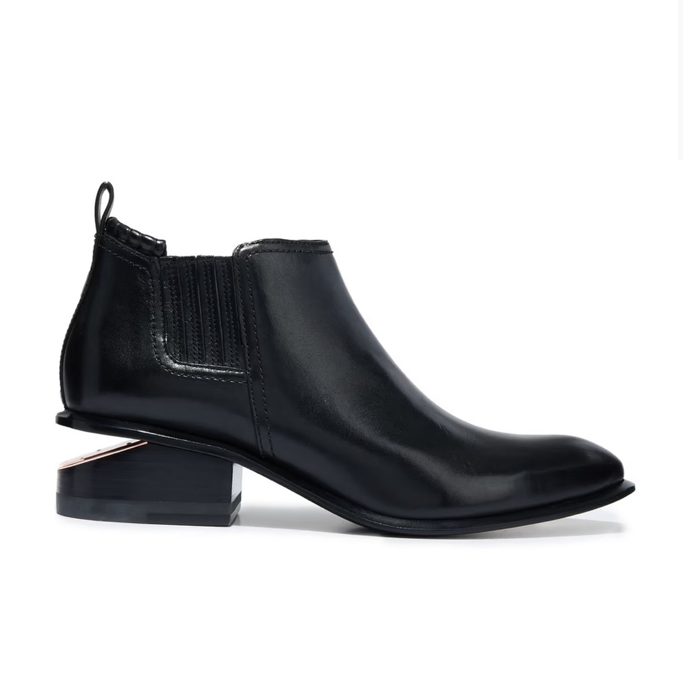 Alexander Wang black booties with rose gold heel accent size 40.5